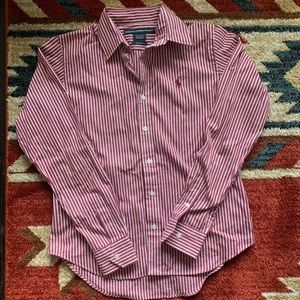 NWOT Ralph Lauren Red White Striped Button Down